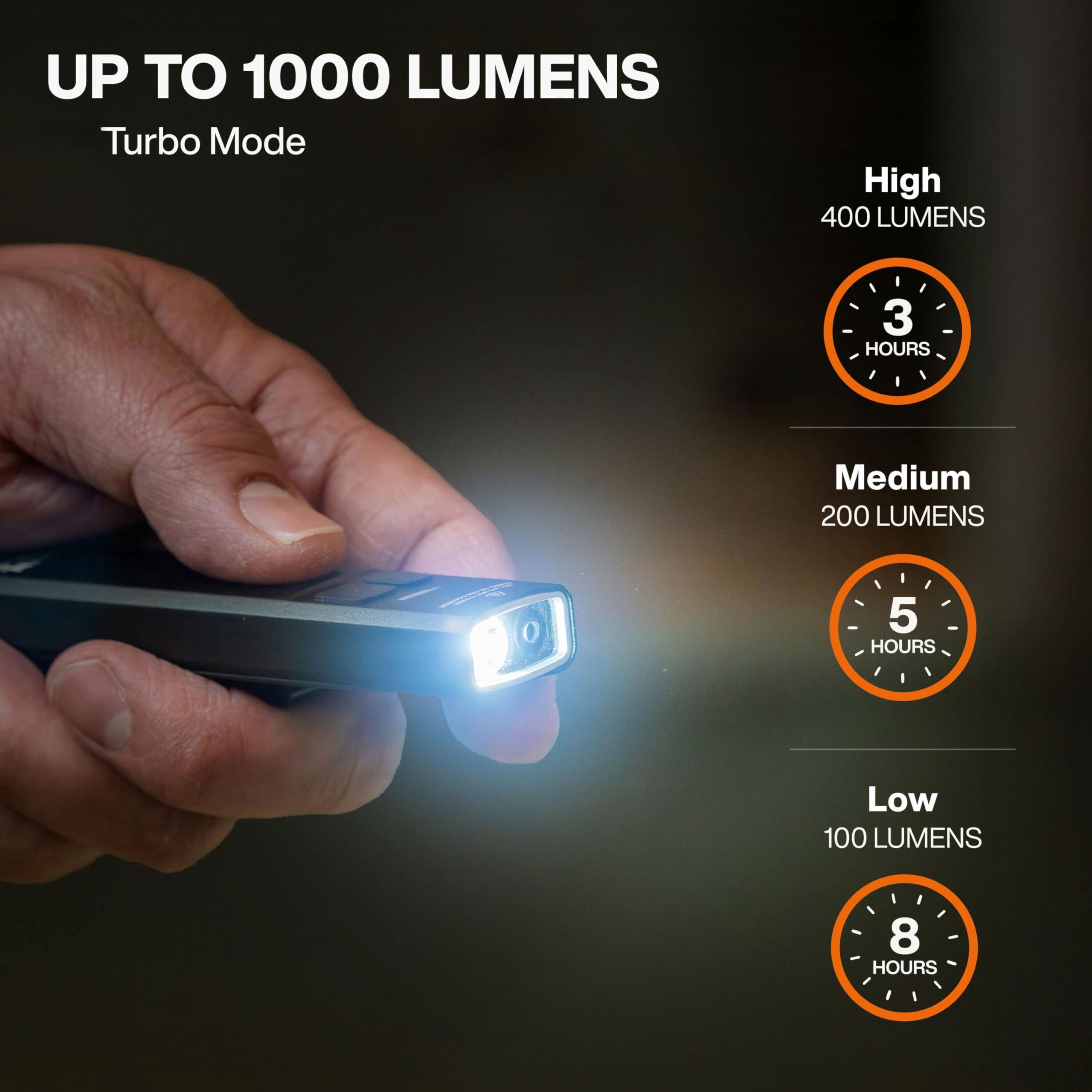 Klein Tools 56074 Edc Pocket Flashlight With Green  Three Brightness Modes Up To 1000 Lumens Turbo Mode Built-in Floodlight <1mw 510 530nm Class 2 Rechargeable