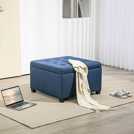 HOMCOM Fabric Tufted Storage Ottoman with Flip Top for Living Room Bedroom