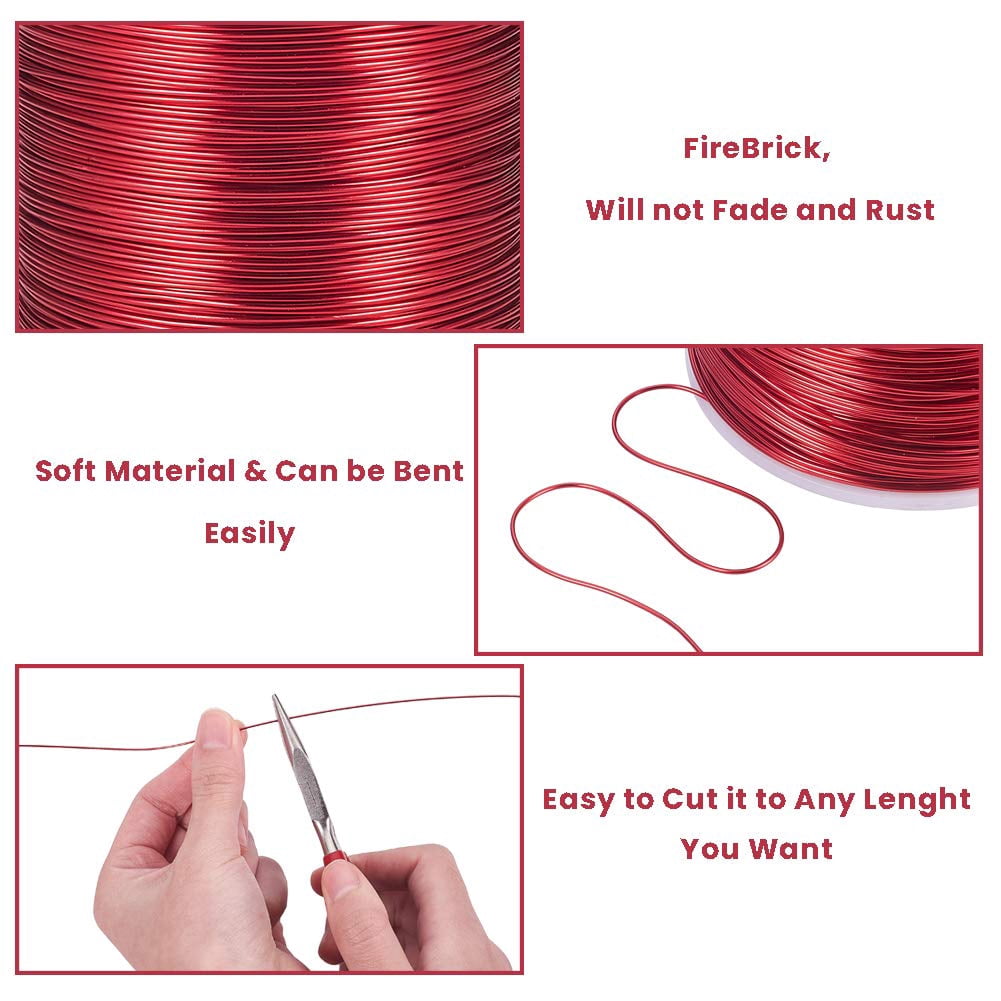 20 Gauge Aluminum Wire - 770FT Anodized Colored Wire for Jewelry Beading Floral Crafts (FireBrick Red) DIY