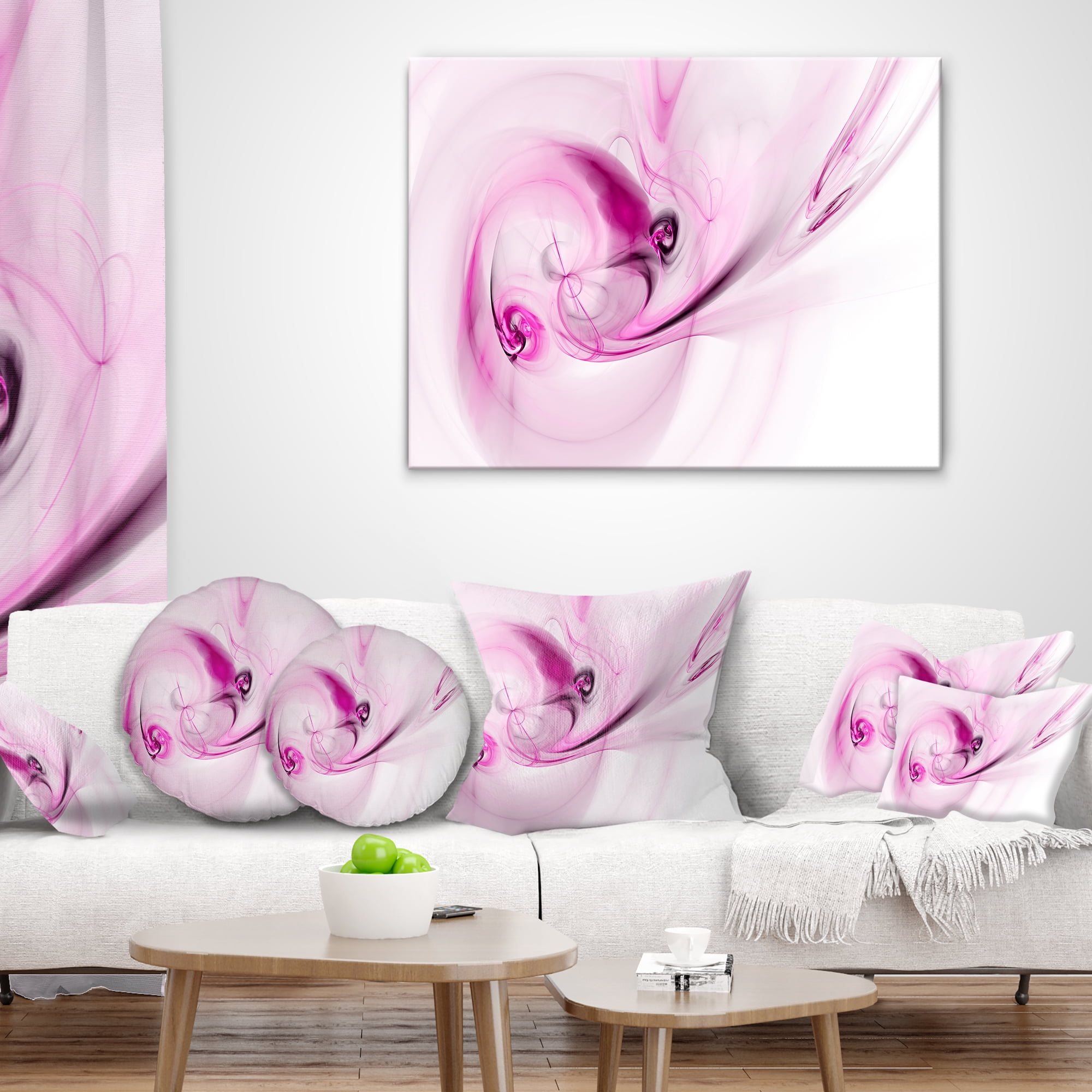 Designart Spiral Nebula Space Magenta - Abstract Throw Pillow - 12x20