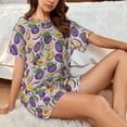 thumbnail image 4 of Fotbe Plum Print Pajama Set for Women 2 Piece Loungewear Short Sleeve Tops and Shorts Set Soft Sleepwear-4X-Large, 4 of 7