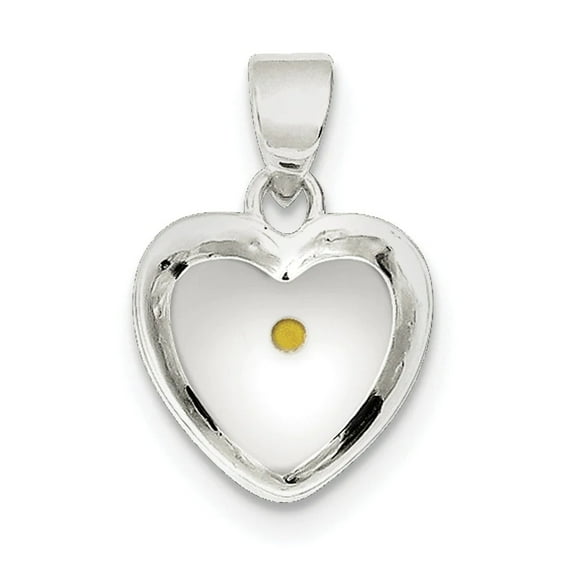 925 Sterling Silver Solid Polished Enameled With MuStard Seed Love Heart Pendant Necklace 20x14mm Wide Pendant for Women