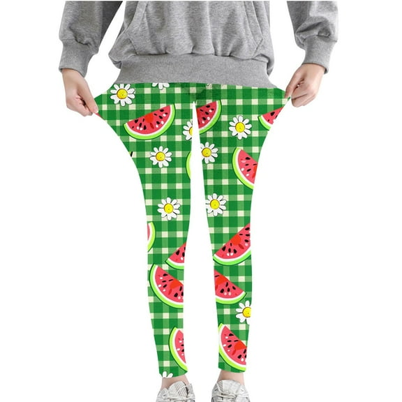 Odeerbi Toddler Girls Leggings Stretchy Tights Pants 3-8 Years Kids Soft Comfortable Leggings Ankle Length Printed Leggings Green