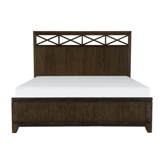 Miekor Furniture Contemporary Style Bedroom 1pc Eastern King Bed Headboard with X-frame Insert Dark Brown Finish Wooden Furniture Modern Look No.6462