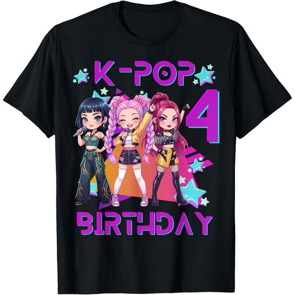 Funny Chibi Kpop Girl It’s My 4th Birthday T-Shirt