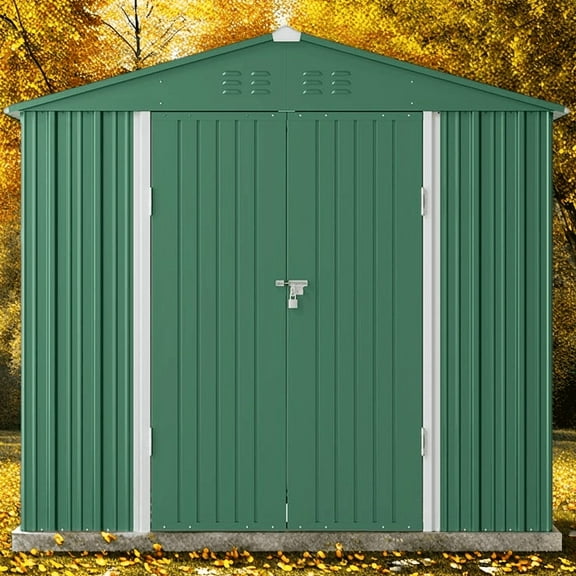 8 x 6 FT Outdoor Storage Shed Clearance, Garden Tool Shed for Outsides, Backyard, Patio, Green