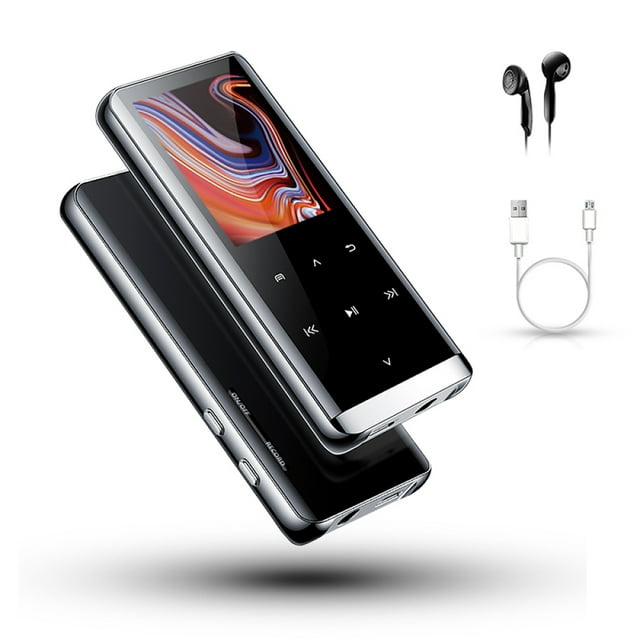Reproductor MP3 TIMMKOO con Bluetooth, reproductor MP3 MP4 con pantalla táctil completa de 4.0" con altavoz, reproductor MP3 portátil con sonido HiFi con Bluetooth, dictáfono, libro