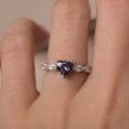 thumbnail image 5 of Heart shaped engagement ring, June birthstone, solid silver, alexandrite multi-stone milgrain ring, 5 of 5