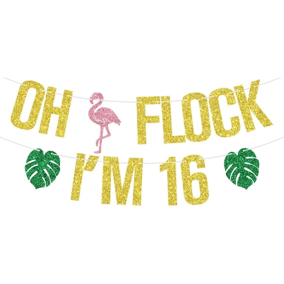 OH Flock I'm 16 Banner, Aloha I'm 16/Beach I'm 16, Summer Luau 16th Birthday, Hawaiian Tropical Theme 16th Birthday Party Decorations for Boys Girls
