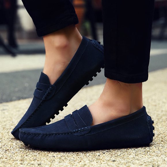 LSLJS Men's Loafers Shoes, Summer Men's Slip-On Peas Shoes Suede Comfortable Casual Breathable Shoes