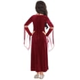 thumbnail image 5 of Xnihocha Big Girls Medieval Princess Maxi Dress Renaissance Long Bell Sleeve Vintage Retro Ball Gown Burgundy-A 10, 5 of 7