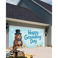 thumbnail image 4 of Happy Groundhog Day Garage Door Banner Covers, Cartoon Yellow Floral Blue Sky White Snow Large Hanging Indoor/Outdoor Backdrop Background for Christmas Winter Party Decor, 6.9x16 FT, 4 of 9
