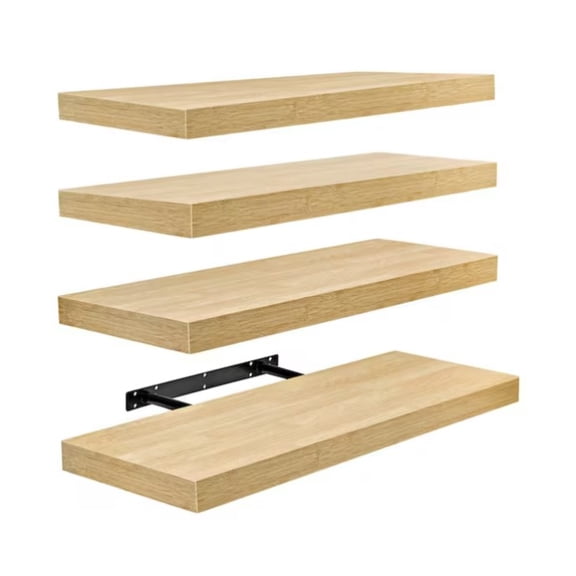 Open Box Sorbus WD-FLT4-MPW Floating Shelves, 24 in. W x 9 in. D Maple Decorative Wall Shelves, Farmhouse Style (4-Pack)