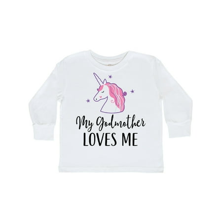 

Inktastic Godmother Loves Me Unicorn Girls Gift Toddler Toddler Girl Long Sleeve T-Shirt
