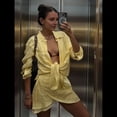 thumbnail image 4 of Conjuntos de Verano de 2 Piezas: Camisa Abotonada, Top y Falda, Conjuntos Casuales para Estar en Casa. Amarillo Talla Única, 4 of 10