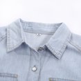 thumbnail image 6 of Canrulo Womens Blue Denim Shirt Jeans Long Sleeve Casual Tops Blouses Jacket Coat, 6 of 6