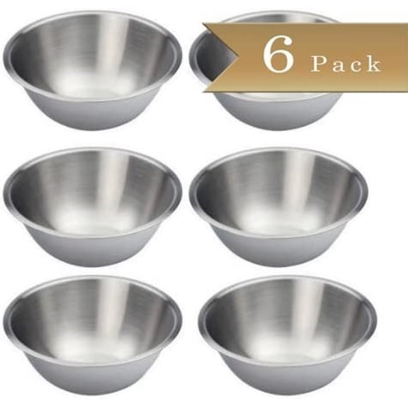 Truecraftware Set of 6 - Stainless Steel Mixing Bowls - 6.5" Wide - Flat Bottom and Rim
