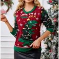 thumbnail image 2 of Zhanying Christmas Sweater Chandails de Noël pour Femmes Grande Taille, Chandail à Enfiler Uni, Chandail des Fêtes Rouge à Col Rond pour Femmes, 2 of 8