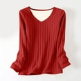 thumbnail image 4 of ClodeEU Women's Winter Thickened Fleece Lined V Neck Long Sleeve Top,Loose Fit Blouses Red,Womens Plus M, 4 of 7