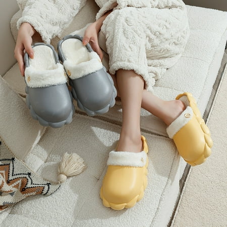 

Gubotare House Slippers For Women Women s Fireside Cairns Shearling Easy on/Off Slide Sandal Slipper Yellow 6.5