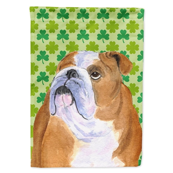 Carolines Treasures SS4422-FLAG-PARENT Bulldog English St. Patricks Day Shamrock Portrait Flag  multicolor