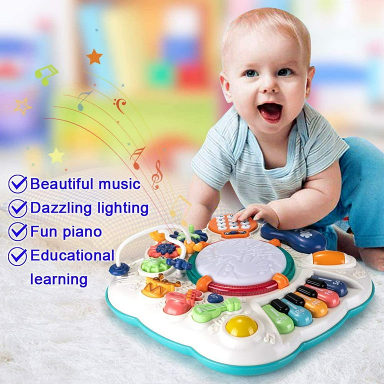  Dahuniu Mesa de actividades para bebé, juguete de aprendizaje  musical para bebés de 6 a 12 a 18 meses, centro de actividades para niños  de 1 a 3 años. Tamaño: 12.2
