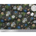 thumbnail image 2 of Soimoi Cotton Duck Fabric Leaves & Carnation Floral Print Sewing Fabric Yard 42 Inch Wide, 2 of 3