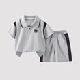 thumbnail image 4 of Kids Boys 2-Piece Summer Outfit Gray Polo Shirt and Elastic Waist Shorts Set Kids Casual Clothing Sizes 80-140,Size 3-4T, 4 of 8