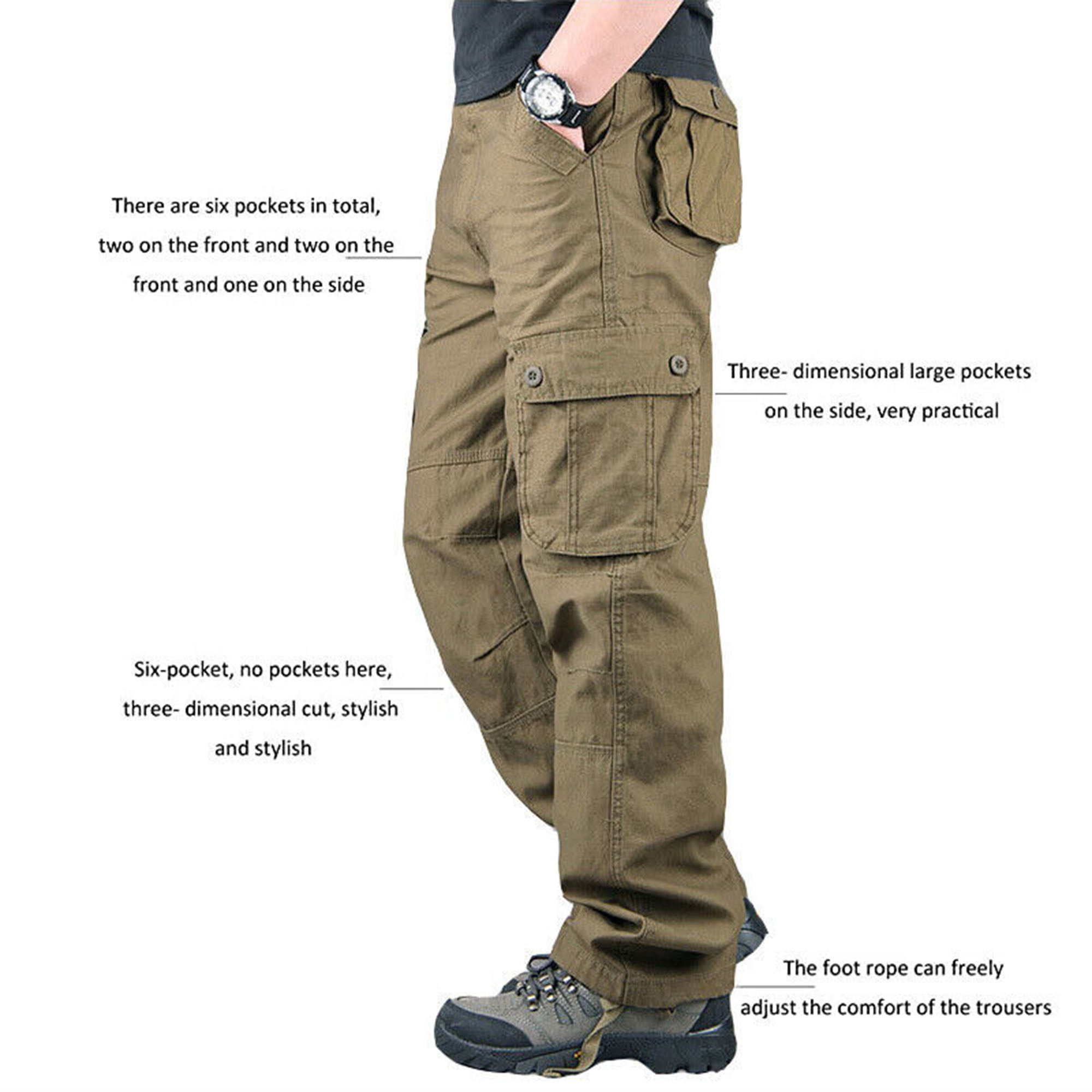 YouLoveIt Men's Casual Military Pants Camo Cargo Work Pants Trousers  Multi-Pocket Pants Casual Military Army Hiking Tactical Work Pants,6/8  pockets