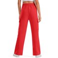 thumbnail image 4 of XUNKUSGA Girls Sweatpants with Cargo Pockets 5-15Y Casual Elastic Waistband Wide Leg Pants for Girls Fashion Loose Y2k Long Pants Comfortable Drawstring Waist Baggy Pants Red, 4 of 6