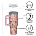 thumbnail image 4 of Pink Christmas Santa Pattern Tumbler with Handle and Lid,40oz Double Wall Vacuum Insulated Tumbler,Cups Gift for Women and Men, 4 of 7