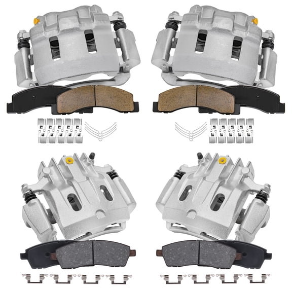 Detroit Axle - Brake Kit for 00-05 Ford Excursion, 00-04 F-250 F-350 Super Duty, Front Rear Disc Brake Calipers Ceramic Brake Pads 2000 2001 2002 2003 2004 2005 Replacement