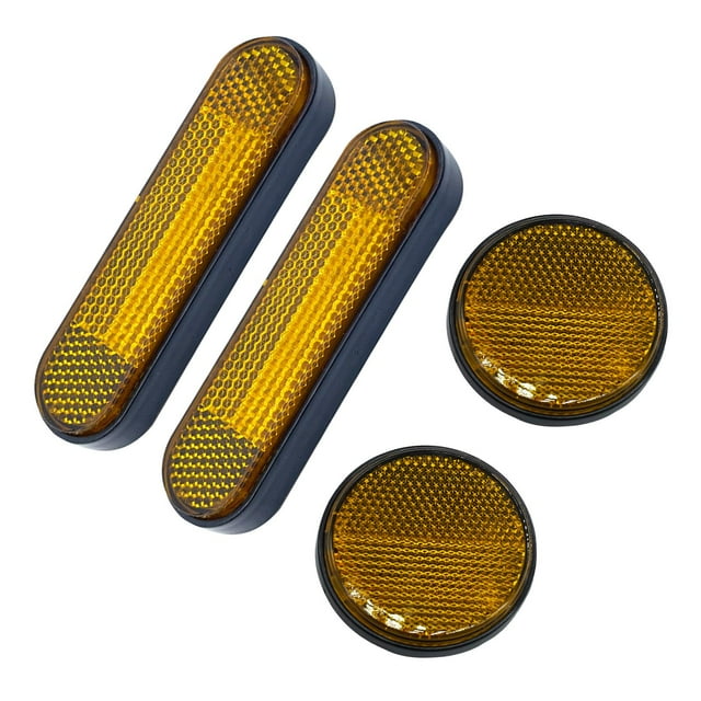 Reflector de motocicleta de 4 piezas de repuesto premium, advertencia reflectante Estilo C Amarillo
