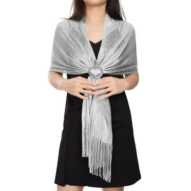 Elegant Party Shawl – Silver, Black & Gold Wrap Options