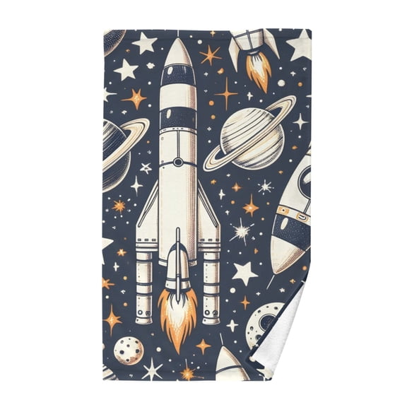Universe Outer Space Rocket Cotton Face Towels Absorbent Hand Towel Soft Bathroom Towel for Kitchen Hotel Decoration