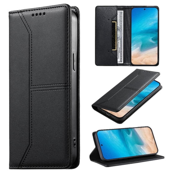 RFID Blocking Wallet Case for Xiaomi POCO M8 Pro 5G Magnetic Leather Flip Cover with Stand Black