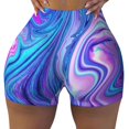 thumbnail image 2 of Fotbe Swirl Blue And Purple Shorts Sin Costuras – Shorts Deportivos de Cintura Alta para Mujer, Elásticos para Gimnasio, Yoga, Running o Ciclismo-X-Large, 2 of 8