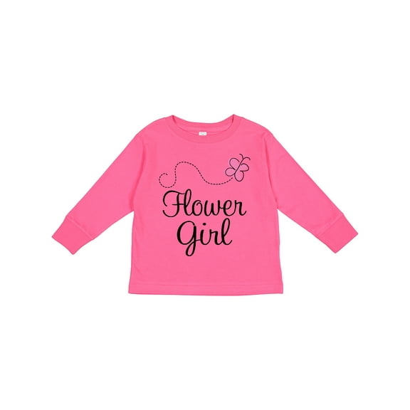 Inktastic Flower Girl Wedding Butterfly Girls Long Sleeve Toddler T-Shirt