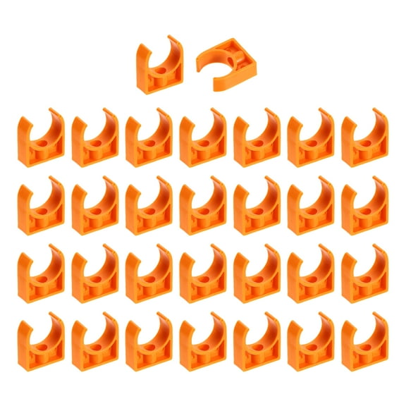 30 Pack Water Pipe Clamps Clips, U-Shaped Tubing Hose Buckles, Irrigation Tube Holder for 25mm OD for TV Trays Tube Hose Hanger Support Tubing, Orange