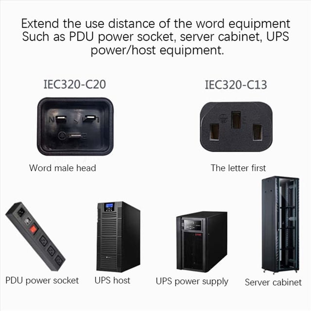 6X IEC 320 C13 à C20 Adaptateur de Rallonge d'Alimentation pour PDU UPS (1,8m)