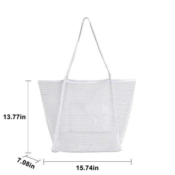 Kezqiaxn Closet Organizers and Storage Mesh Beach Bag Rainproof Sandproof - Large Foldable Tote Pool Bag for Women Vacation Essential Beach Accessories White