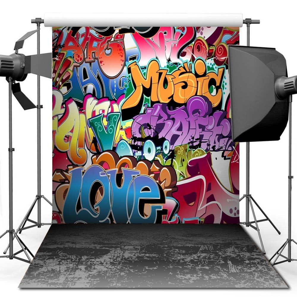 GreenDecor Polyester Fabric 5x7ft Hip Hop Graffiti Style Backdrop For Studio Props Photo Backdrop