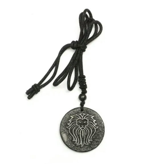 HOOUN Round Triangle Shungite Stones Constellation Crystal Necklace Pendant Protection-Lion #2 (Round)