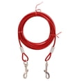 thumbnail image 1 of Cuerda de acero doble gancho para perros, resistente y antióxido, ideal para sujetar mascotas de hasta 150kg, disponible en color rojo, 5m de longitud., 1 of 6