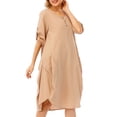 thumbnail image 1 of Vestido de túnica de mujer enrollado de manga corta cómodos bolsillos de algodón dobladillo irr CACAGOO Vestido de túnica de mujer, 1 of 7