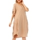 thumbnail image 1 of Vestido de túnica de mujer enrollado de manga corta cómodos bolsillos de algodón dobladillo irr Irfora Vestido de túnica de mujer, 1 of 7