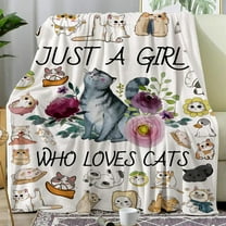Cat Blanket Ultra Soft Flannel Throw Blanket Just a Girl Who Loves cat Blankets Cat Gifts for Cat Lovers Cozy Lightweight Blankets for Women Kids Adults 50"X 40"