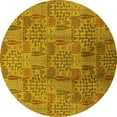 thumbnail image 1 of Ahgly Company Machine Washable Indoor Round Oriental Yellow Industrial Area Rugs, 5' Round, 1 of 4