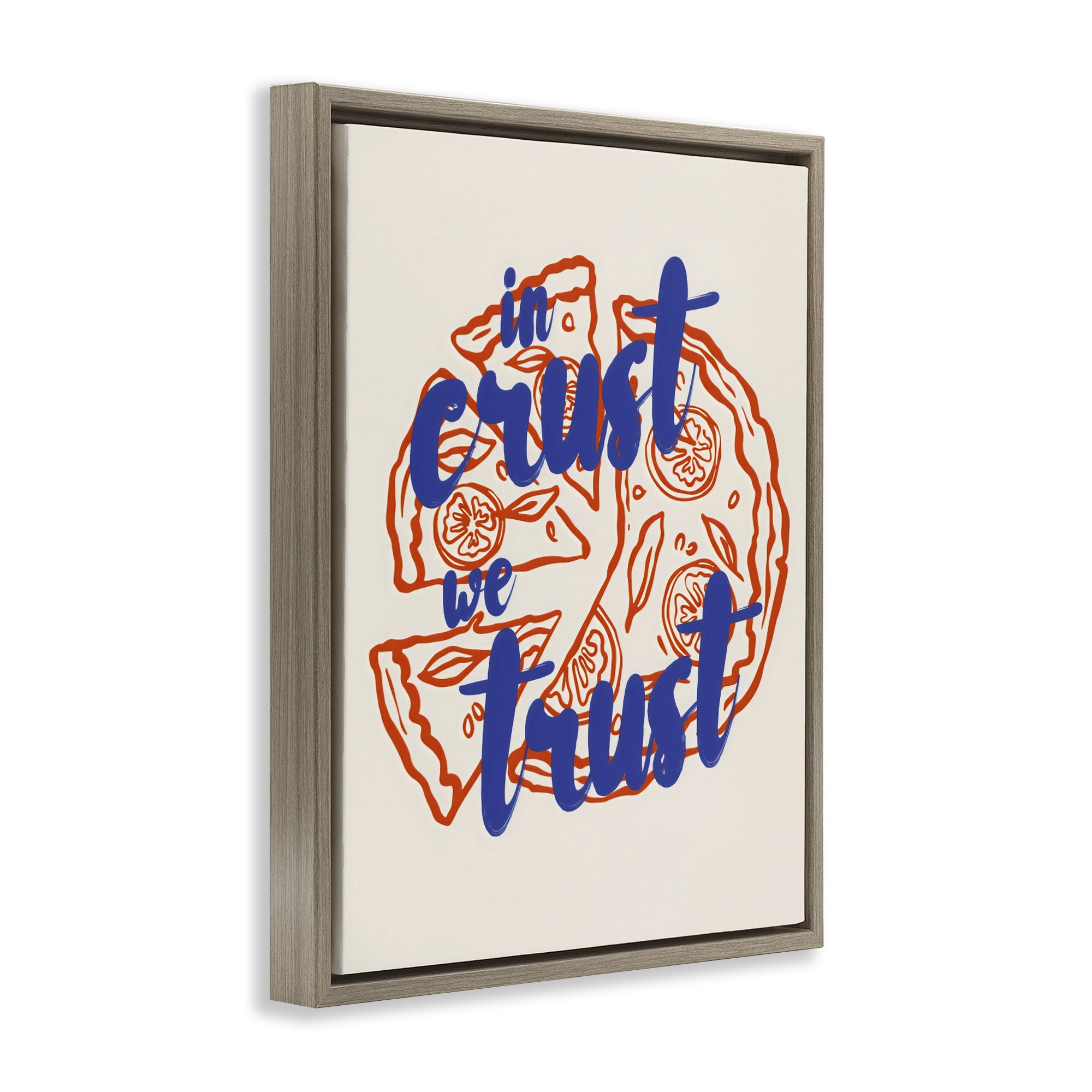 Stupell Industries In Crust We Trust Pizza Brown Framed Floater Canvas Wall Art, design by The Prints Vibe