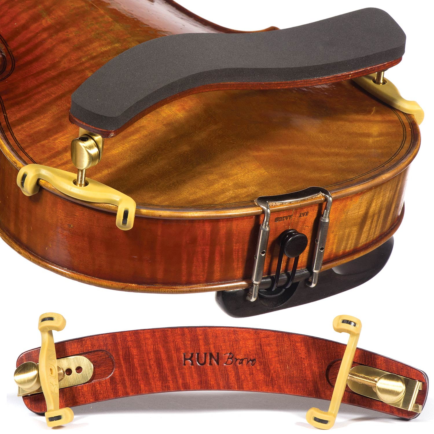 Kun Bravo Collapsible Shoulder Rest for 15 1/2" and larger Viola Hardwood with Brass Fittings